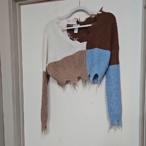 Crop Top V-Neck Sweater